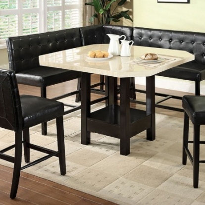 Furniture Of America Bahamas Transitional Leatherette, Solid Wood, Wood Veneer, Others Black Corner Counter Ht. Chair | CM3427PC-C