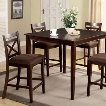 Furniture Of America Weston Transitional Microfiber, Solid Wood, Others Espresso 5 Pc. Counter Ht. Table Set | CM3400PT-5PK
