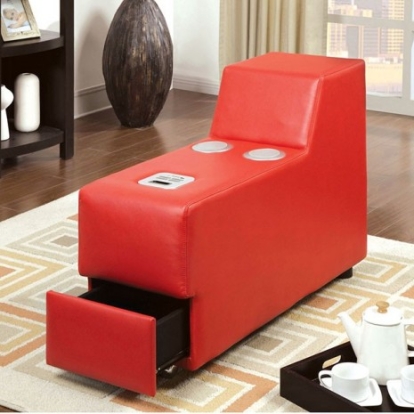 Furniture of America Floria Contemporary Bonded Leather Match Solid with Wood Red Speaker Console Model CM6122RD-CS