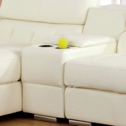 Furniture Of America Floria Contemporary Bonded Leather Match, Solid Wood Off-White Console | CM6122WH-CT