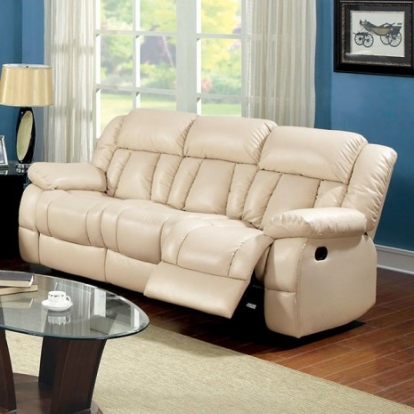Furniture of America Barbado Transitional Bonded Leather Match Solid with Wood Ivory Sofa Model CM6827SF