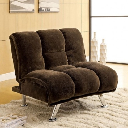 Furniture Of America Marbelle Contemporary Champion Fabric Dark Brown/Chrome Chair | CM2904DB-CH-VN