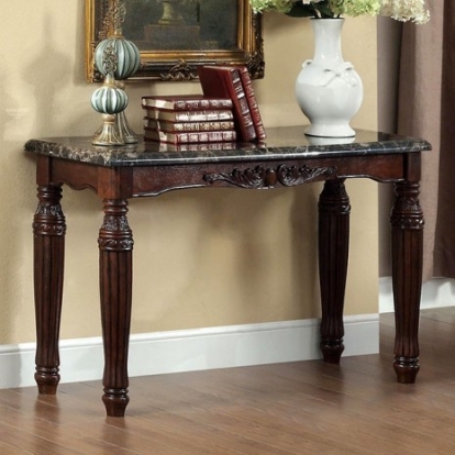 Furniture of America Brampton Traditional Faux Marble Solid with Wood Veneer Espresso-Black Sofa Table Model CM4292EX-S