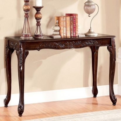 Furniture Of America Cheshire Traditional Solid Wood, Wood Veneer, Others Dark Cherry Sofa Table | CM4914S