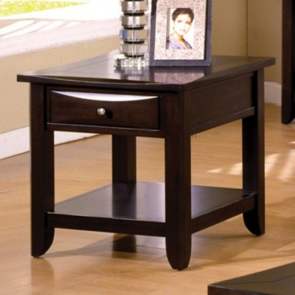 Furniture of America Baldwin Transitional Solid with Wood Veneer Espresso End Table Model CM4265DK-E
