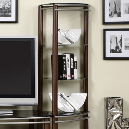 Furniture of America Silver Creek Contemporary Glass Metal Brown-Silver Pier Shelves Model CM5510-PC