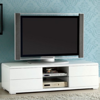 Furniture of America Cerro Contemporary Lacquer Metal with Wood White Tv Console Model CM5530WH-TV