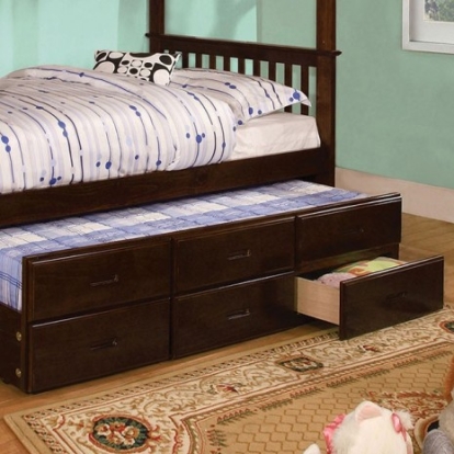 Furniture Of America University Cottage Solid Wood, Wood Veneer, Others Dark Walnut Twin Trundle W/ 3 Drawers | CM-BK458CTR-EXP