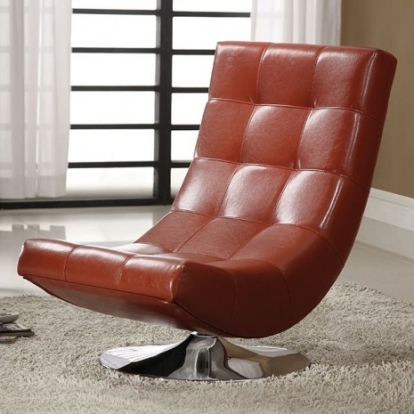 Furniture of America Trinidad Contemporary Leatherette Metal Mahogany Red Accent Chair Model CM-AC6912R