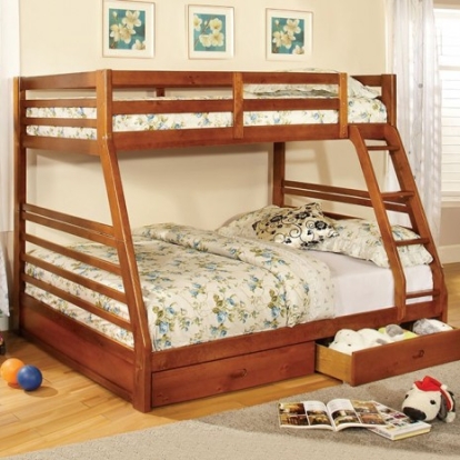 Furniture of America California Transitional Solid with Wood Veneer Oak Bunk Bed Model CM-BK588A-BED