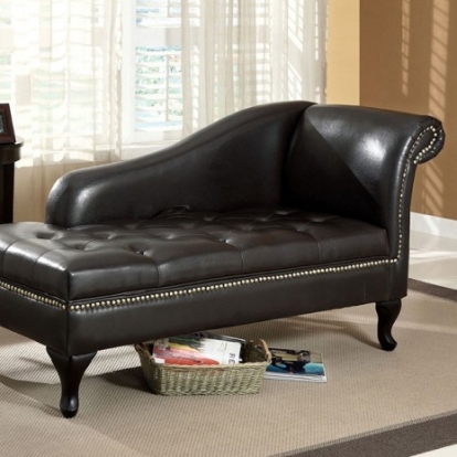 Furniture of America Lakeport Transitional Leatherette Black Chaise Model CM-BN6893