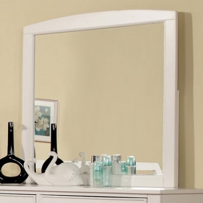 Furniture of America Omnus Transitional Mirror Solid with Wood Veneer White Mirror Model CM7905WH-M