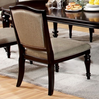 Furniture of America Harrington Transitional Leatherette Solid with Wood Veneer Dark Walnut-Tan Side Chair (2-Box) Model CM3970SC-2PK