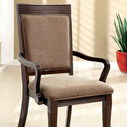 Furniture of America with Woodmont Transitional Fabric Solid with Wood Veneer Walnut-Brown Arm Chair (2-Box) Model CM3663AC-2PK