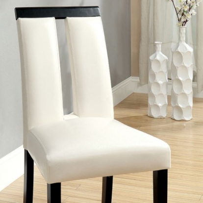 Furniture of America Luminar Contemporary Leatherette Solid with Wood Veneer Black-White Side Chair (2-Box) Model CM3559SC-2PK