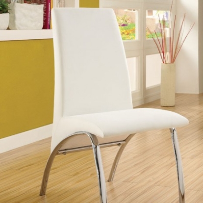 Furniture of America Wailoa Contemporary Leatherette Metal White Side Chair (2-Box) Model CM8370WH-SC-2PK