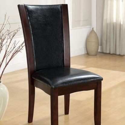 Furniture Of America Manhattan Contemporary Leatherette, Solid Wood, Others Dark Cherry/Brown Side Chair (2/Box) | CM3710SC-2PK