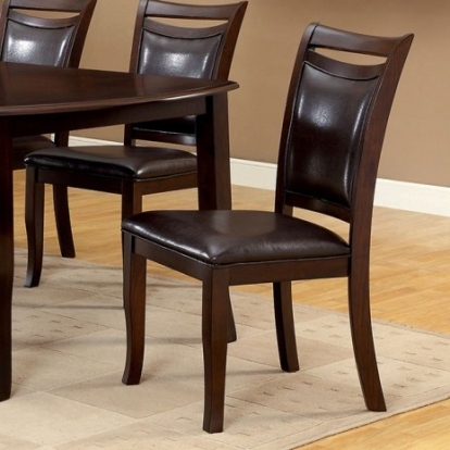 Furniture of America with Woodside Transitional Leatherette Solid with Wood Veneer Dark Cherry-Espresso Side Chair (2-Box) Model CM3024SC-2PK