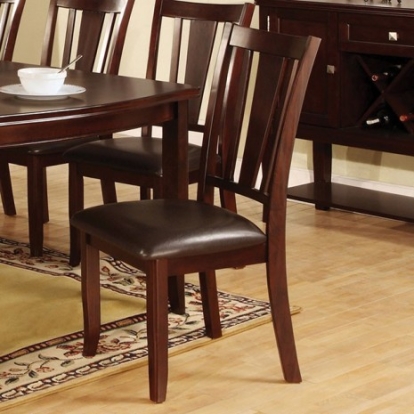 Furniture Of America Edgewood Transitional Leatherette, Solid Wood, Wood Veneer, Others Espresso Side Chair (2/Box) | CM3336SC-2PK