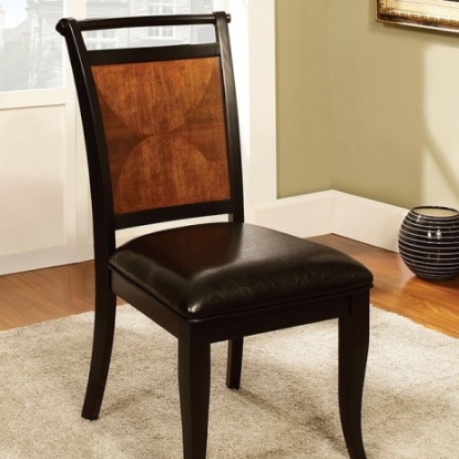 Furniture of America Salida Transitional Leatherette Solid with Wood Veneer Espresso-Black Side Chair (2-Box) Model CM3034SC-2PK