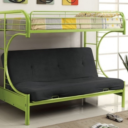 Furniture Of America Rainbow Contemporary Metal Green Bunk Bed | CM-BK1034-AG-BED