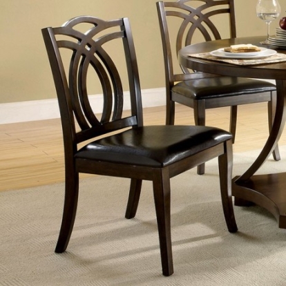Furniture Of America Keukenhof Transitional Leatherette, Solid Wood, Wood Veneer, Others Dark Walnut Side Chair (2/Box) | CM3160SC-2PK