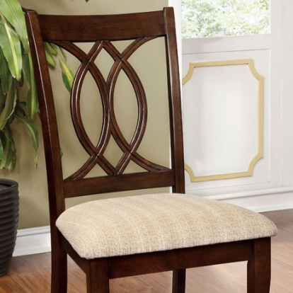 Furniture of America Carlisle Transitional Fabric Solid with Wood Veneer Brown Cherry Side Chair (2-Box) Model CM3778SC-2PK