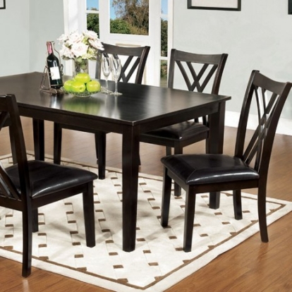 Furniture of America Springhill Transitional Leatherette Solid with Wood Veneer Espresso 7 Pc. Dining Table Set Model CM3460T-7PK