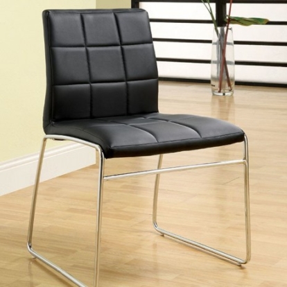 Furniture of America Kona Contemporary Leatherette Metal Black Side Chair (2-Box) Model CM8320BK-SC-2PK