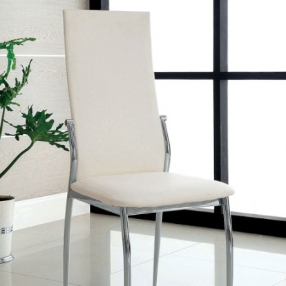 Furniture of America Kalawao Contemporary Leatherette Metal White Side Chair (2-Box) Model CM8310WH-SC-2PK