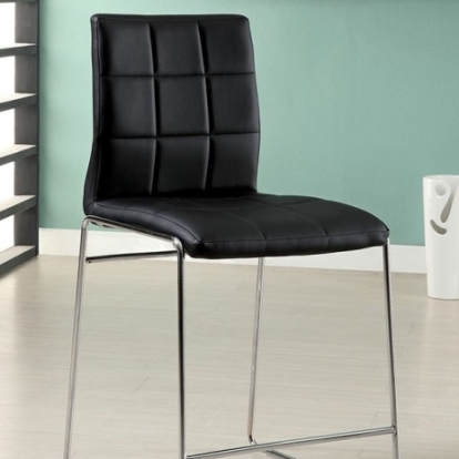 Furniture of America Kona Contemporary Leatherette Metal Black Counter Ht. Chair (2-Box) Model CM8320BK-PC-2PK