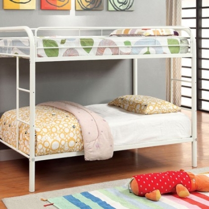 Furniture of America Rainbow Contemporary Metal White Twin-Twin Bunk Bed Model CM-BK1032-WH