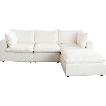 Diamond Sofa IVY2SC1AC1OTWH Ivy 4 Pc Reversible Sectional Sofa White Faux Shearling Feather Down