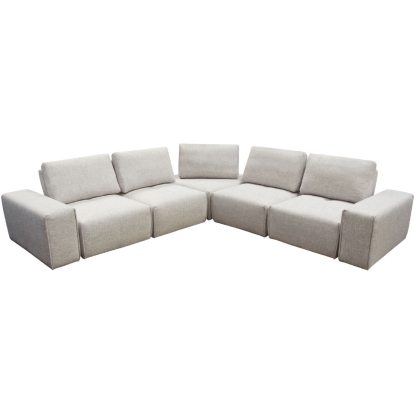Diamond Sofa JAZZ4AC1SC2ARLB Jazz Modular 5 Seater Sectional Sofa Unit Adjustable Backrest Light Brown Fabric