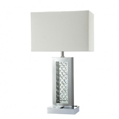 Furniture Of America Abbi Contemporary Fabric, Glass, Metal, Others Chrome Table Lamp | L76389CR