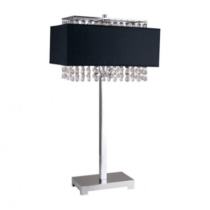 Furniture of America Naya Glam Crystal Metal Chrome-Black Table Lamp Model L7733BK