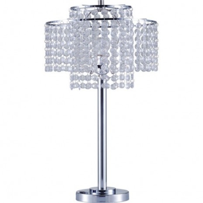 Furniture of America Kaitlyn Glam Crystal Metal Chrome Table Lamp Model L7735SN