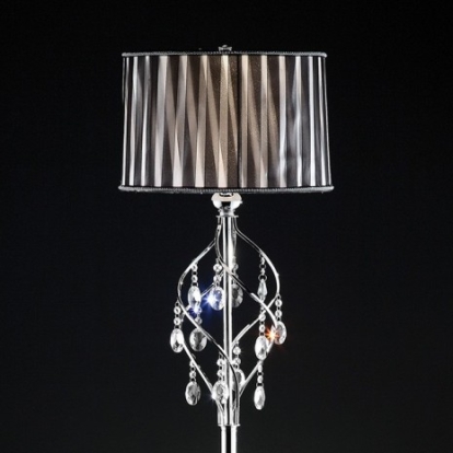 Furniture of America Arya Glam Crystal Metal Black-Chrome Floor Lamp Model L95123F