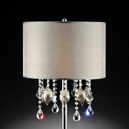 Furniture of America Calypso Glam Crystal Glass Metal Off-White-Chrome Table Lamp Model L95125T