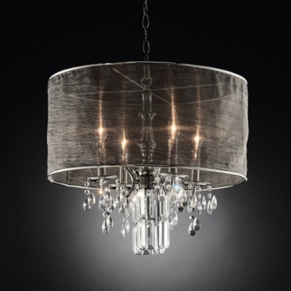 Furniture Of America Gina Glam Metal Chrome/Black Ceiling Lamp | L95127H