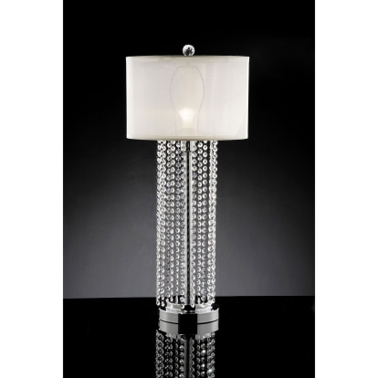 Claris White/Chrome Table Lamp Model L99142T by Furniture of America