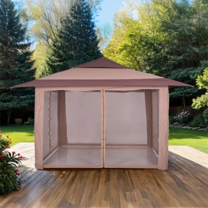 Furniture Of America Genoa Contemporary Fabric, Metal Brown Pop Up Gazebo | LA-A022BR