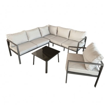Furniture of America Farisha Contemporary Fabric Metal White 6 Pc. Outdoor Sectional Set Model LA-A024WH-4PK-Chair
