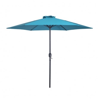 Furniture Of America Lali Contemporary Fabric, Metal Blue 9 Ft Outdoor Umbrella + 21" Round Base | LA-A027BL+BASE