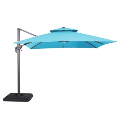Furniture of America Hero Contemporary Aluminum Polyester Fabric Teal 10 Ft Square Umbrella with Double Top + 37" Large Base Model LA-A028TL+BASE