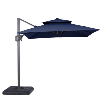Furniture Of America Fida Contemporary Aluminum, Polyester Fabric Blue 8 Ft Square Umbrella W/ Double Top + 37" Large Base | LA-A029BL+BASE