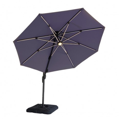 Furniture Of America Fera Contemporary Aluminum, Polyester Fabric Blue 10 Ft Round Umbrella W/ Led Bulb + 37" Large Base | LA-A032BL+BASE