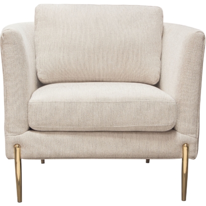 Diamond Sofa LANECHCM Lane Accent Chair Light Cream Fabric Gold Metal Legs