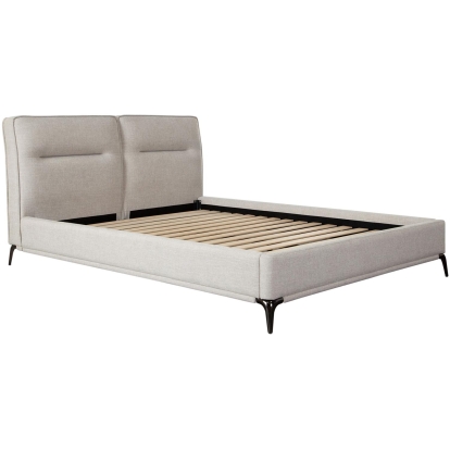 Diamond Sofa LEANDROSDQUBED Leandro Low Profile Queen Bed Sand Fabric Black Metal