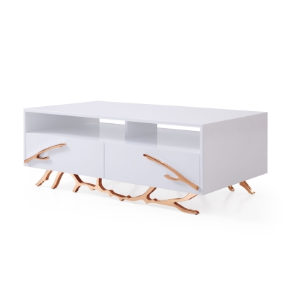 VIG Furniture White Coffee Table SKU VGVCCT8111-WHTX-RGOLD-CT - Product ID 78116